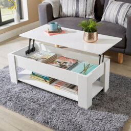 Home Source Orlando Lift Up Undershelf Storage Coffee Table White - thumbnail 1