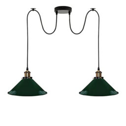 2 Head Spider Light With 2M Adjustable Cables, Vintage 22Cm Metal Green Shade Pendant Lamp Fixture For  Indoor Lighting - thumbnail 1