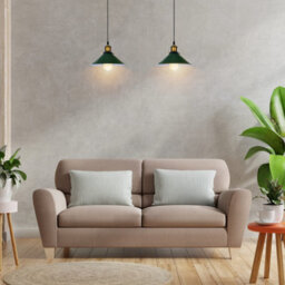 2 Head Spider Light With 2M Adjustable Cables, Vintage 22Cm Metal Green Shade Pendant Lamp Fixture For  Indoor Lighting - thumbnail 2