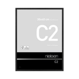 Nielsen C2 Brushed Black Aluminium Picture Frame 30X40Cm - With Float Glass And Push/turn Clips