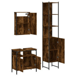 Berkfield 3 Piece Bathroom Furniture Set Smoked Oak Engineered Wood - thumbnail 5