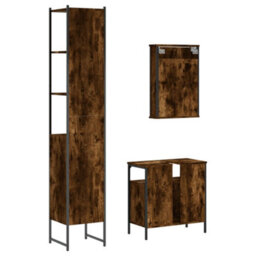 Berkfield 3 Piece Bathroom Furniture Set Smoked Oak Engineered Wood - thumbnail 8