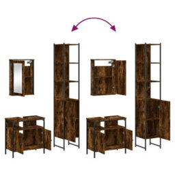 Berkfield 3 Piece Bathroom Furniture Set Smoked Oak Engineered Wood - thumbnail 9