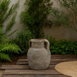 Wyld Haus Meadowhaze Stoneware Amphora Vase In Soft Brown With Handles - thumbnail 1