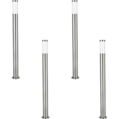 4 Pack Ip44 Outdoor Stainless Steel Bollard Lights - 12W E27 Driveway Posts - image 1
