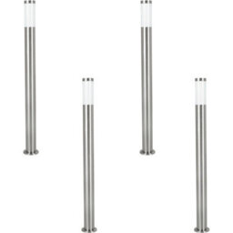 4 Pack Ip44 Outdoor Stainless Steel Bollard Lights - 12W E27 Driveway Posts - thumbnail 1