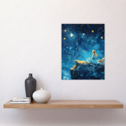 Artery8 Unframed Wall Art Girl Wish Upon Star Starry Night Sky Painting - 12X16 Inch - thumbnail 2