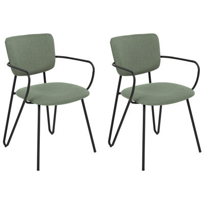 Beliani Set Of 2 Dining Chairs Elko Fabric Dark Green - image 1
