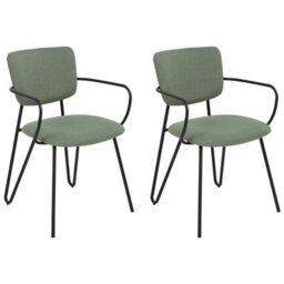 Beliani Set Of 2 Dining Chairs Elko Fabric Dark Green - thumbnail 1