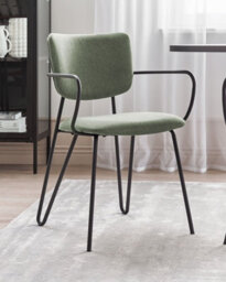Beliani Set Of 2 Dining Chairs Elko Fabric Dark Green - thumbnail 2
