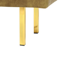 Wyld and Coco Luxora Velvet Olive Green Bench With Gold Metal Legs, Tufted Rectangular Seat, W117 X D40 X H44Cm - thumbnail 5