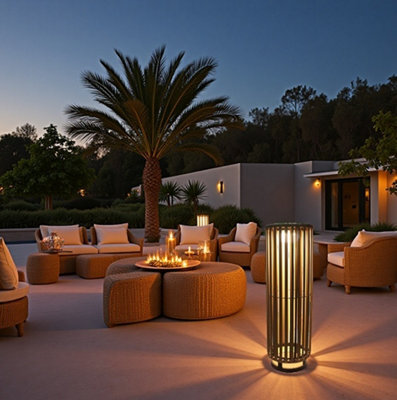 K Living Bakau Large Solar Rattan Rechargeable Lamp - image 1