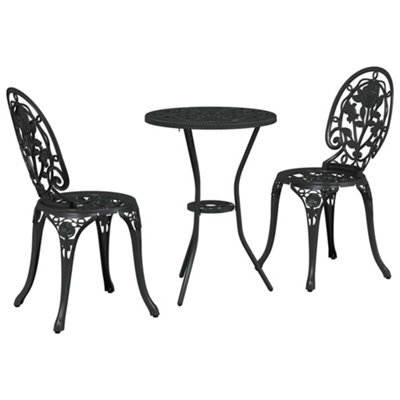Berkfield Classic Garden Bistro Set 3 Pcs Black Aluminium