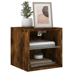 Walplus Tv Wall Cabinet With Led Lights Smoked Oak 30X28.5X30 Cm - thumbnail 6