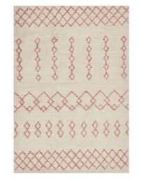 Beliani Geometric Beige Pink Cotton Rug 140 X 200 Cm Hand-Tufted - thumbnail 1