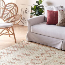 Beliani Geometric Beige Pink Cotton Rug 140 X 200 Cm Hand-Tufted - thumbnail 2
