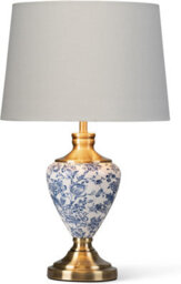 Lighting Supermarket Hepburn Large Ceramic Table Lamp White Gold Shade White Blue Antique Brass 58Cm - thumbnail 2