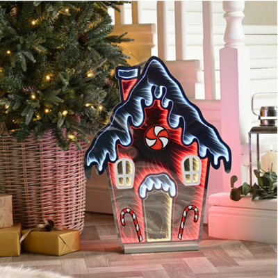 Samuel Alexander 66Cm Light Up Gingerbread House Christmas Decoration With Red And White Leds - image 1