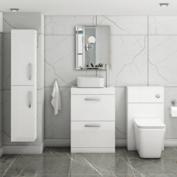 Royal Bathrooms 600mm Floor Standing Vanity Unit 2 Drawer Gloss White & Countertop Basin - Elena - thumbnail 2