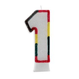 Apac Multicoloured Birthday/anniversary Number Candles (Pack Of 6) White/red/yellow/black (4) - thumbnail 2