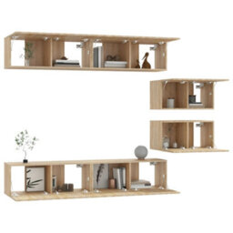 Berkfield 4 Piece Tv Cabinet Set Sonoma Oak Engineered Wood - thumbnail 7