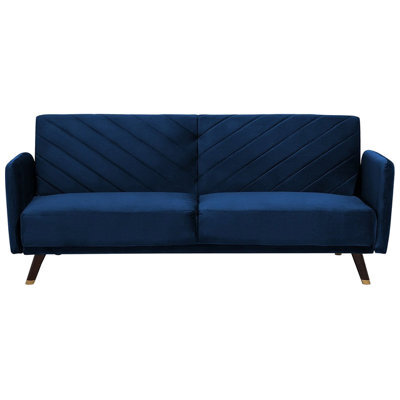 Beliani Sofa Bed 3 Seater Senja Velvet Navy Blue - image 1