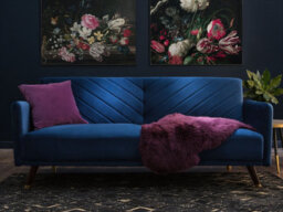 Beliani Sofa Bed 3 Seater Senja Velvet Navy Blue - thumbnail 2