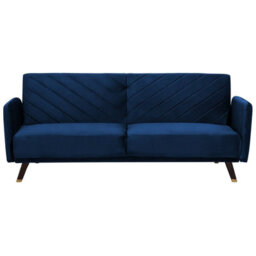 Beliani Sofa Bed 3 Seater Senja Velvet Navy Blue