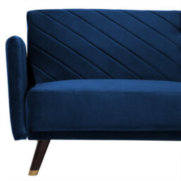 Beliani Sofa Bed 3 Seater Senja Velvet Navy Blue - thumbnail 8