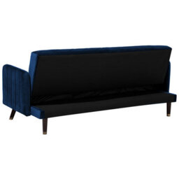 Beliani Sofa Bed 3 Seater Senja Velvet Navy Blue - thumbnail 7