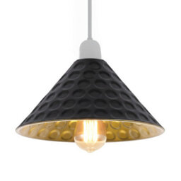 Black Metal Ceiling Lamp Shade 24Cm With Gold Accents Modern Industrial Pendant Light For Bedroom Hallway Office Cafe - thumbnail 1