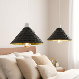 Black Metal Ceiling Lamp Shade 24Cm With Gold Accents Modern Industrial Pendant Light For Bedroom Hallway Office Cafe - thumbnail 7