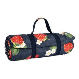 Summerhouse By Navigate Strawberries & Cream 175 X 140Cm Picnic Blanket Navy Quilted - thumbnail 1