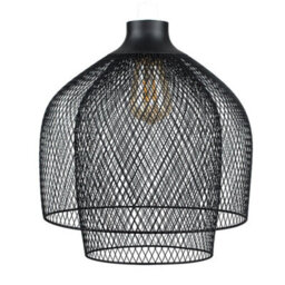 Valuelights Sigmund Retro Matt Black Mesh Design 2 Tier Ceiling Light Shade (D)35.5Cm