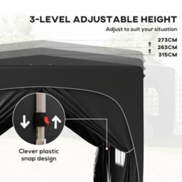 Outsunny 3 X 3(M) Upf50+ Pop Up Gazebo With Sides And Carry Bag, Black - thumbnail 5