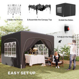 Outsunny 3 X 3(M) Upf50+ Pop Up Gazebo With Sides And Carry Bag, Black - thumbnail 4
