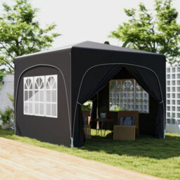 Outsunny 3 X 3(M) Upf50+ Pop Up Gazebo With Sides And Carry Bag, Black - thumbnail 1