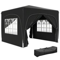Outsunny 3 X 3(M) Upf50+ Pop Up Gazebo With Sides And Carry Bag, Black - thumbnail 2
