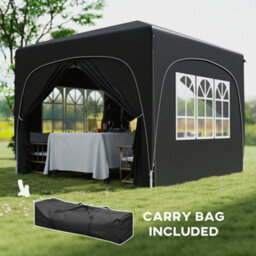 Outsunny 3 X 3(M) Upf50+ Pop Up Gazebo With Sides And Carry Bag, Black - thumbnail 7