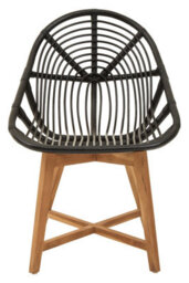 Orsina Black Natutral Rattan Chair With Teak Legs, Sturdy Wooden Legs Rattan Chair, Rattan Dining Chair For Outdoor - thumbnail 1