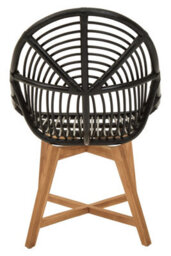Orsina Black Natutral Rattan Chair With Teak Legs, Sturdy Wooden Legs Rattan Chair, Rattan Dining Chair For Outdoor - thumbnail 3