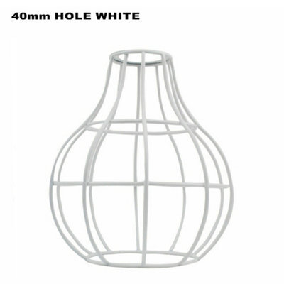 White Modern Easy Fit Metal Wire Cage Pendant Lighting Ceiling Light Shade Indoor Pendant Light Shade Lamp Shade - image 1