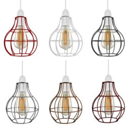 White Modern Easy Fit Metal Wire Cage Pendant Lighting Ceiling Light Shade Indoor Pendant Light Shade Lamp Shade - thumbnail 8