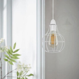 White Modern Easy Fit Metal Wire Cage Pendant Lighting Ceiling Light Shade Indoor Pendant Light Shade Lamp Shade - thumbnail 4