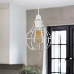 White Modern Easy Fit Metal Wire Cage Pendant Lighting Ceiling Light Shade Indoor Pendant Light Shade Lamp Shade - thumbnail 2