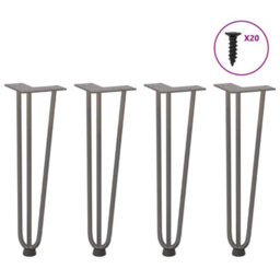 Berkfield Hairpin Legs For Coffee Table 4 Pcs Natural Steel 42 Cm Solid Steel