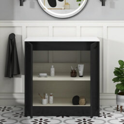 Royal Bathrooms Royal Bathroom Elmore 800mm Matt Nocturne Black Freestanding Vanity Unit 2 Door With Plain White Worktop & No Basin - thumbnail 6
