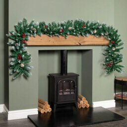 Samuel Alexander 2.7M Snow Tipped Christmas Garland With Red Berries, Cones & Bullet Tips - thumbnail 2
