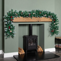 Samuel Alexander 2.7M Snow Tipped Christmas Garland With Red Berries, Cones & Bullet Tips - thumbnail 1