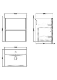 Nuie Havana Wall Hung 2 Drawer Vanity Unit & Thin-Edge Ceramic Basin, Contemporary Sink Vanity Unit In Graphite Grey With White - thumbnail 7